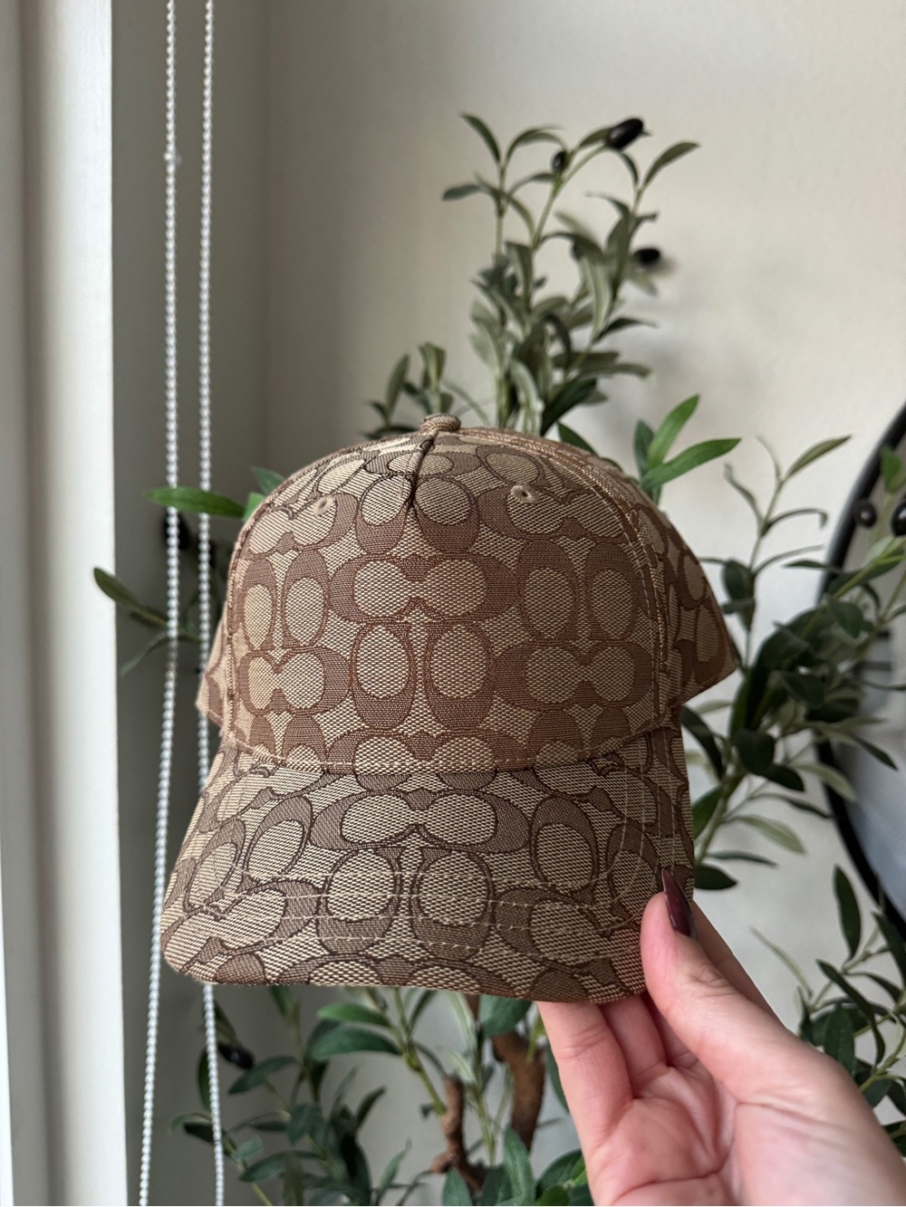 Coach Signature Jacquard Baseball Hat XS/S in Brown/Tan